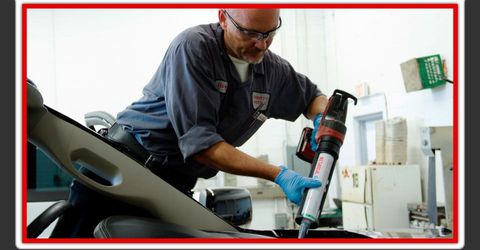 Windshield replacement work in progress